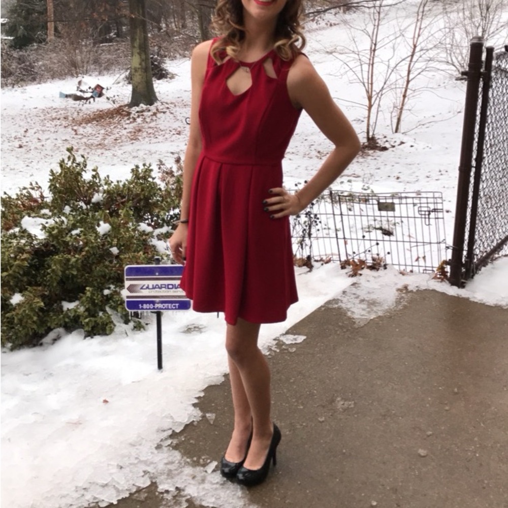 H&M Burgundy Keyhole Mini Dress